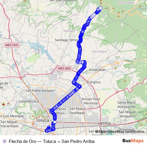 Flecha de Oro bus Line Map