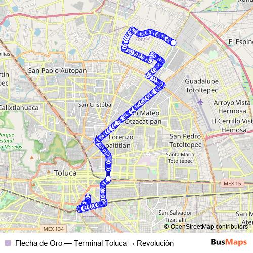 Flecha de Oro bus Line Map
