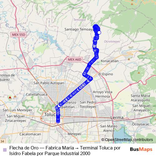 Flecha de Oro bus Line Map