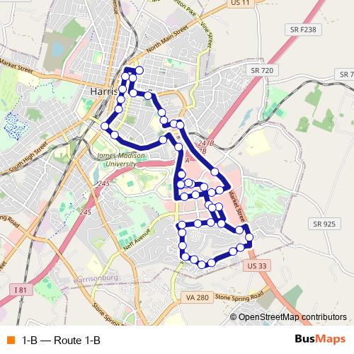 1-B bus Line Map
