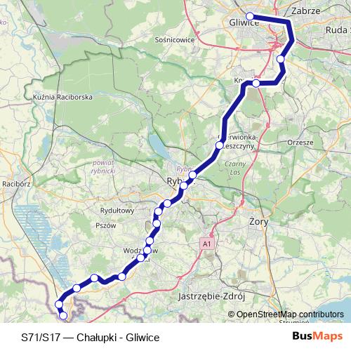 S71/S17 rail Line Map