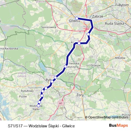 S71/S17 rail Line Map