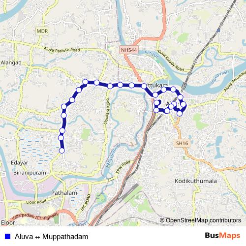 Aluva ↔ Muppathadam bus Line Map
