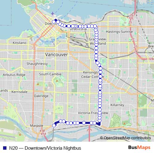 N20 bus Line Map