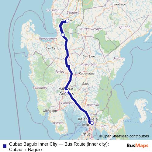 Cubao Baguio Inner City bus Line Map