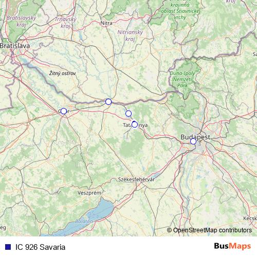 IC 926 Savaria rail Line Map