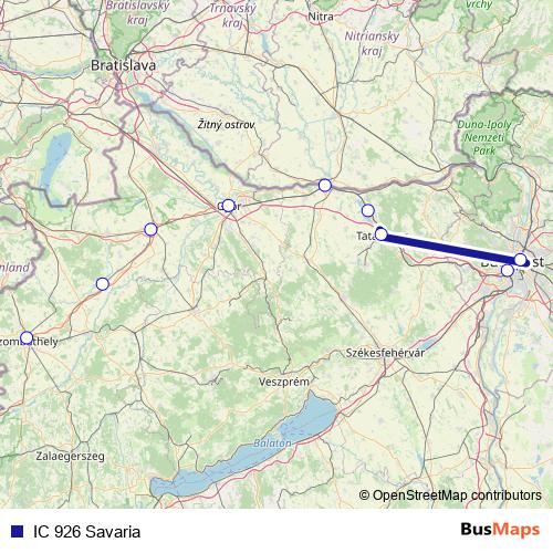 IC 926 Savaria rail Line Map