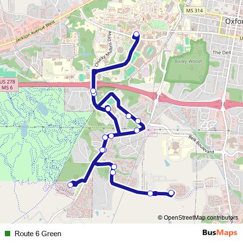 Route 6 Green bus Line Map