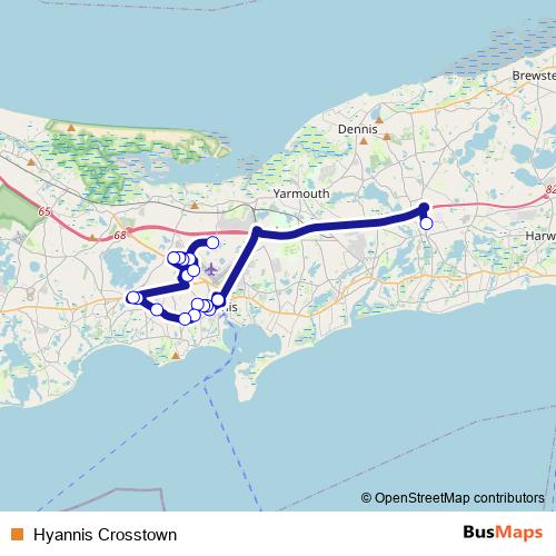 Hyannis Crosstown bus Line Map