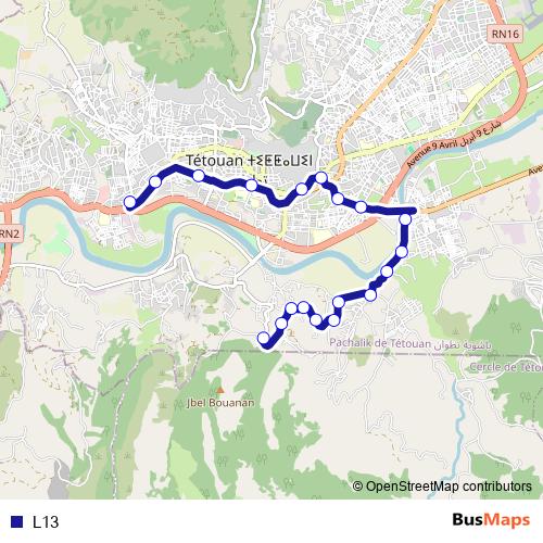 L13 bus Line Map