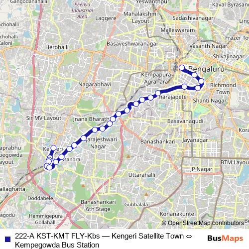 222-A KST-KMT FLY-Kbs bus Line Map