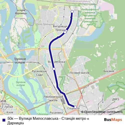 50к trolleybus Line Map