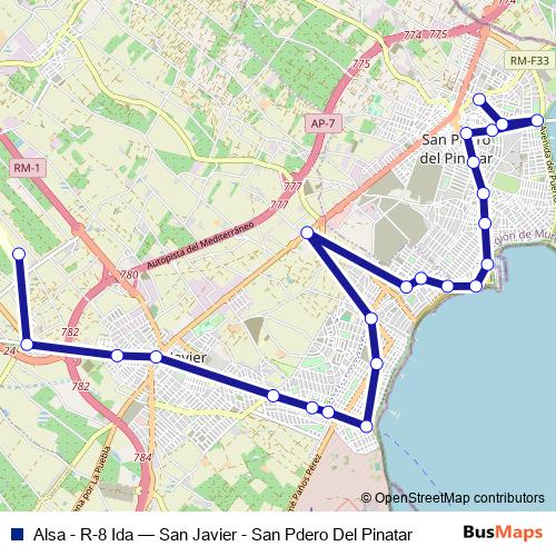 Alsa - R-8 Ida bus Line Map