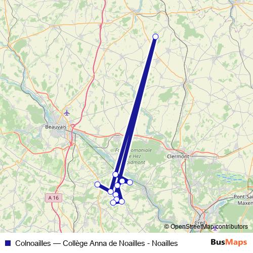 Colnoailles bus Line Map