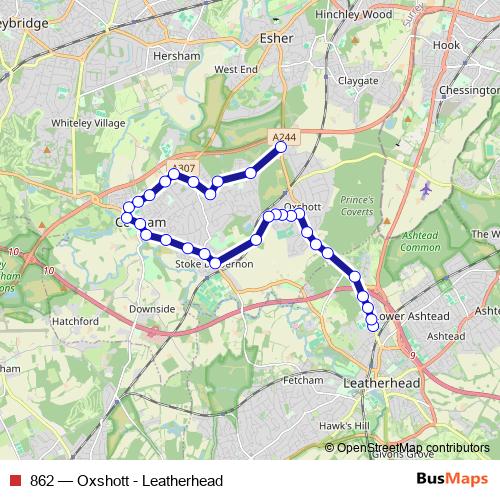 862 bus Line Map