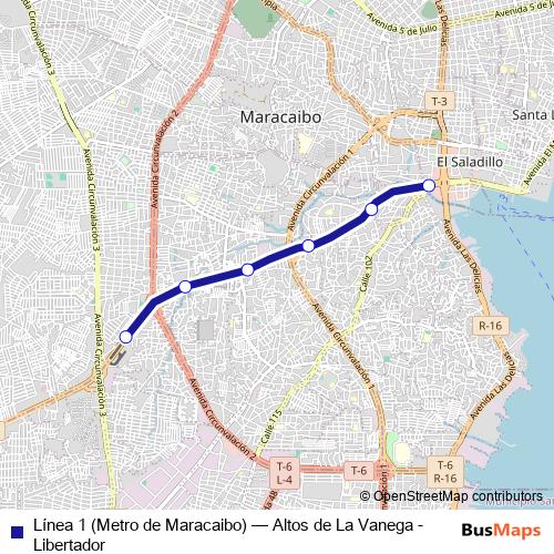 Línea 1 (Metro de Maracaibo) metro Line Map