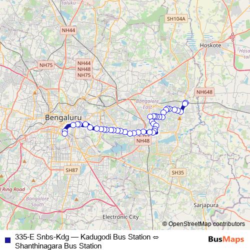 335-E Snbs-Kdg bus Line Map