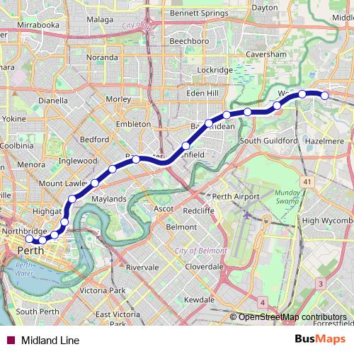 Midland Line rail Line Map