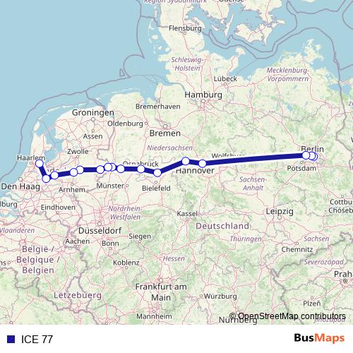 ICE 77 rail Line Map