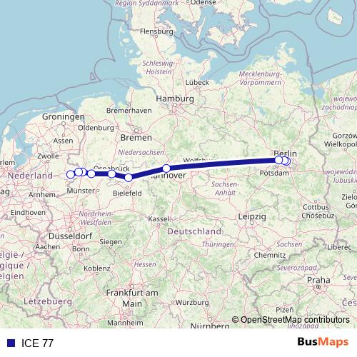 ICE 77 rail Line Map