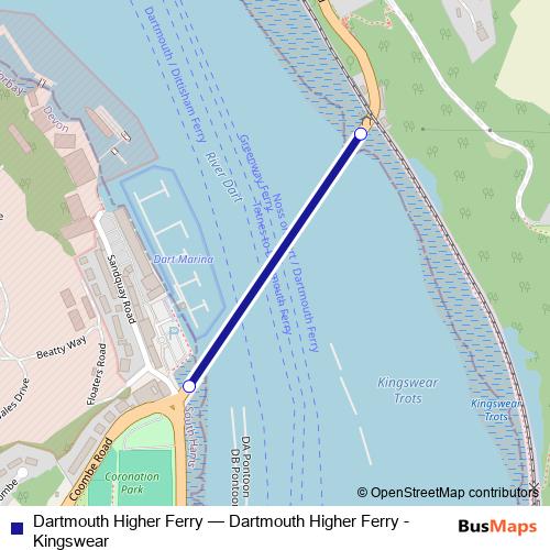 Dartmouth Higher Ferry ferry Line Map