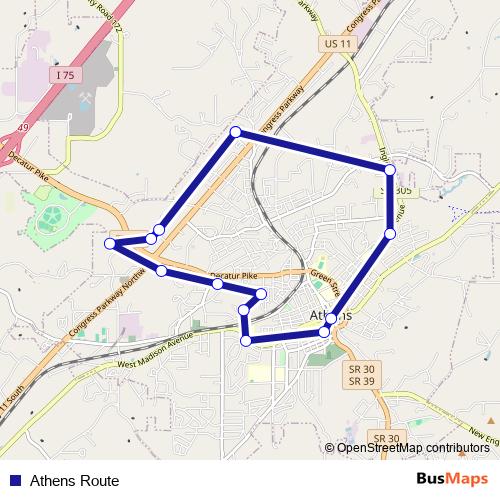 Athens Route bus Line Map