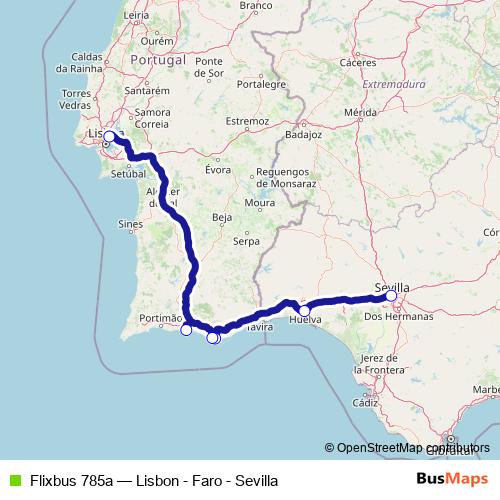 Flixbus 785a bus Line Map