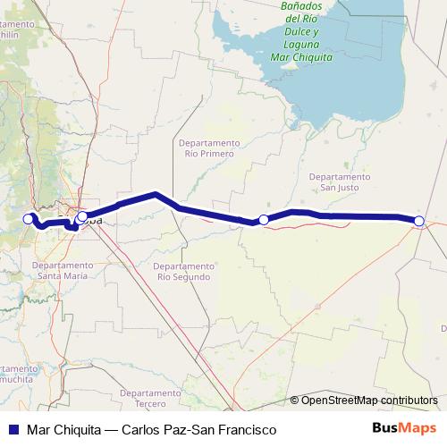 Mar Chiquita bus Line Map