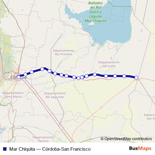 Mar Chiquita bus Line Map