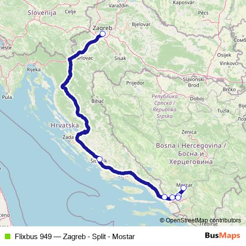 Flixbus 949 bus Line Map