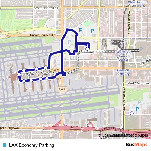 LAX Economy Parking bus Line Map