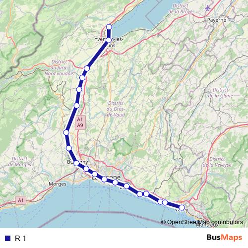 R 1 rail Line Map