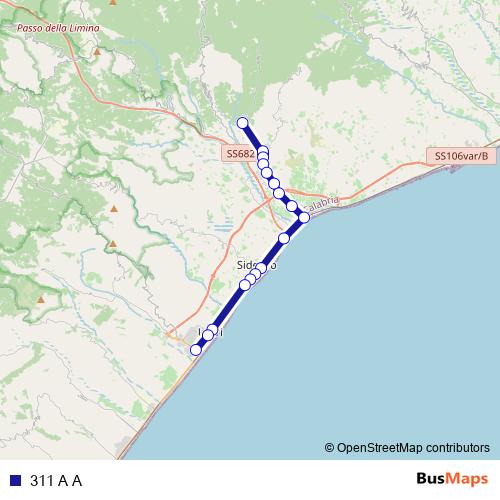 311 A A bus Line Map