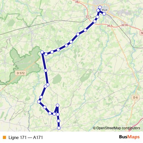Ligne 171 bus Line Map