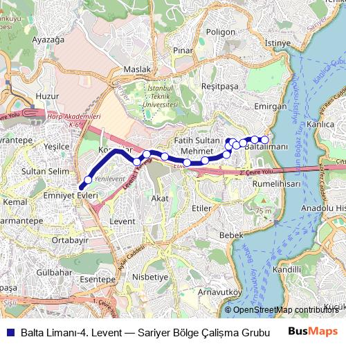 Balta Limanı-4. Levent bus Line Map