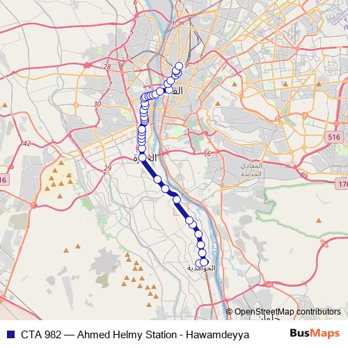 CTA 982 bus Line Map