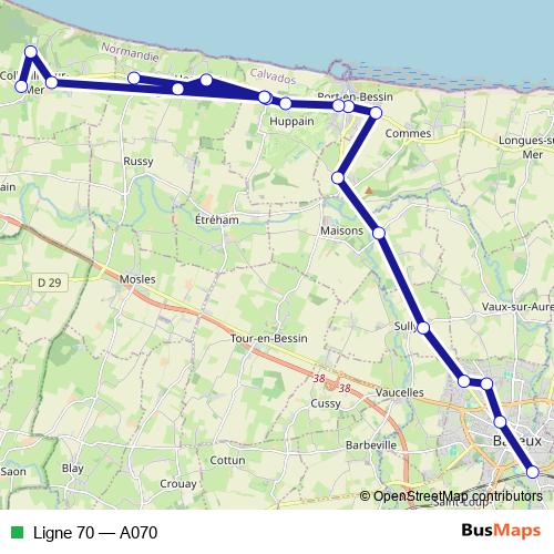 Ligne 70 bus Line Map