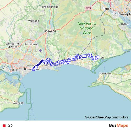 X2 bus Line Map