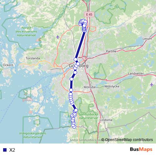 X2 bus Line Map