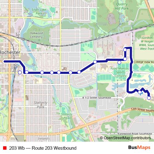 203 Wb bus Line Map