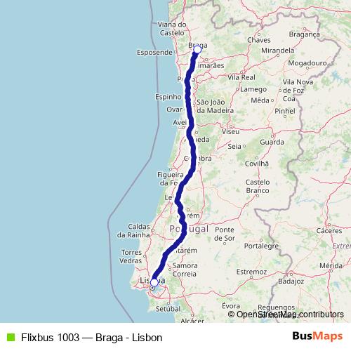 Flixbus 1003 bus Line Map