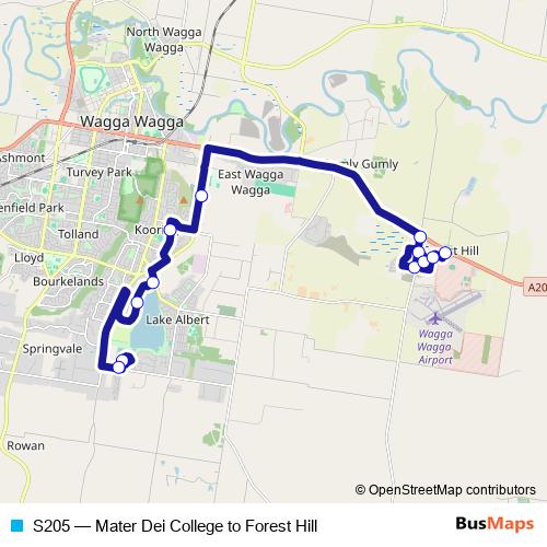 S205 bus Line Map