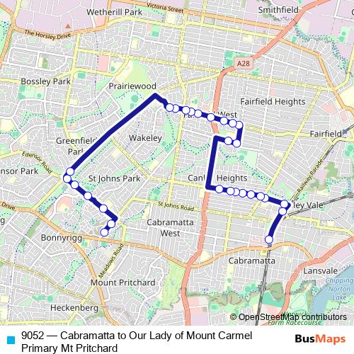 9052 bus Line Map