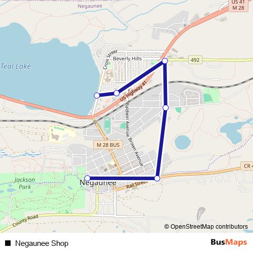 Negaunee Shop bus Line Map