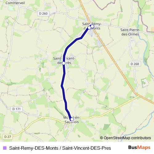 Saint-Remy-DES-Monts / Saint-Vincent-DES-Pres bus Line Map