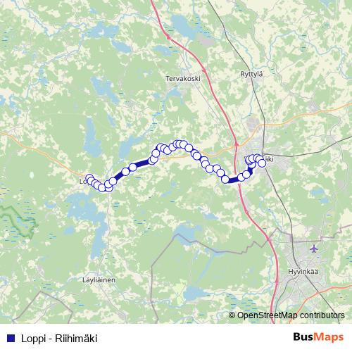 Loppi - Riihimäki bus Line Map