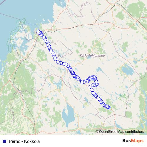 Perho - Kokkola bus Line Map
