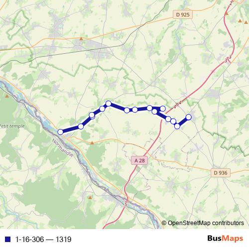 1-16-306 bus Line Map