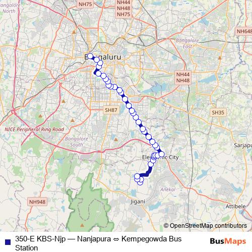 350-E KBS-Njp bus Line Map
