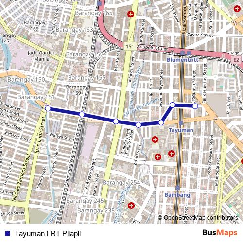 Tayuman LRT Pilapil bus Line Map